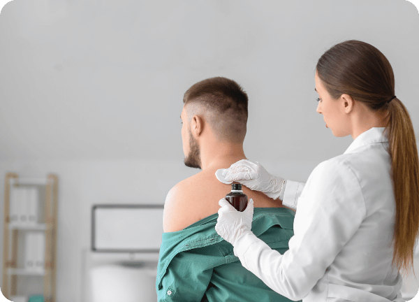 Healthcare professional treating patient