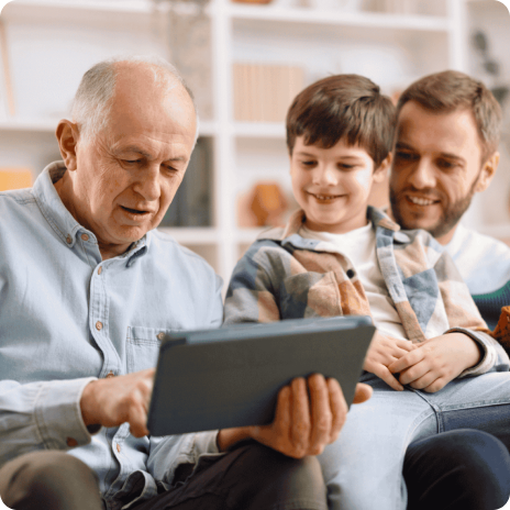 Family using technology